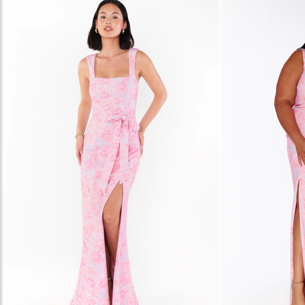 Show Me Your MUMU Paris Gown Blushing Floral Stretch